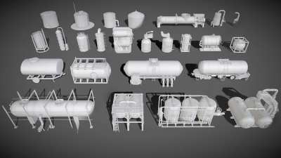 现代混凝土搅拌机3D模型下载